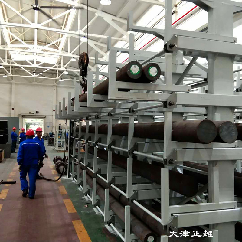 山東青島圓鋼存放架 伸縮式懸臂貨架設計 鋼管擺放架