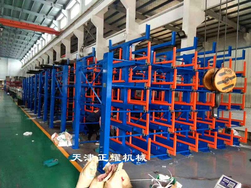 河南焦作伸缩悬臂货架规范化管理钢材管材铝型材棒料车间