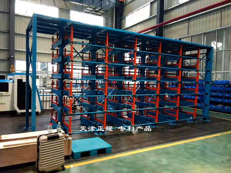 钢材铝型材棒料钢管车间堆放方式伸缩悬臂式货架