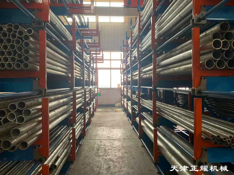 鋼管倉庫擺放圖片大全浙江杭州伸縮式懸臂鋼管貨架