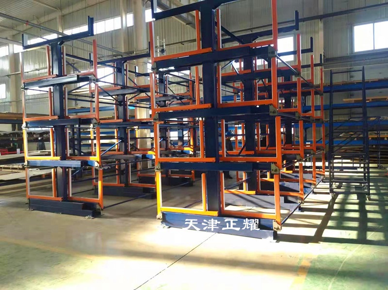河北廊坊伸縮式懸臂貨架多層擺放管材棒料鋼材型材整齊存取方便
