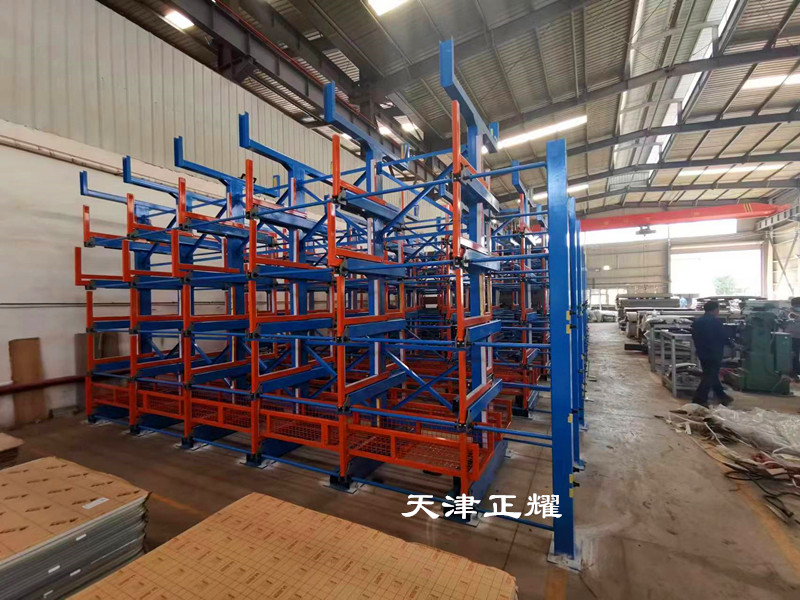 鋼材庫(kù)立體存放伸縮式懸臂貨架多層分類擺放整齊省地