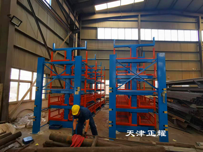 鋼材庫(kù)立體存放伸縮式懸臂貨架多層分類擺放整齊省地