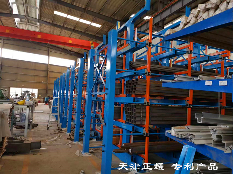 鋼材庫(kù)立體存放伸縮式懸臂貨架多層分類擺放整齊省地