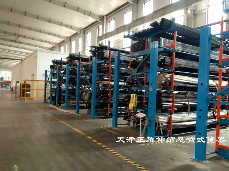 湖北荊門伸縮式懸臂貨架鋁管存放架銅棒擺放架型材架子