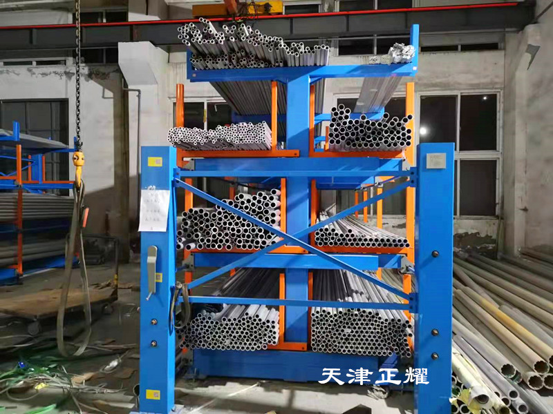 山西運城伸縮式懸臂貨架 管材存放架 圓鋼擺放架 型材架子