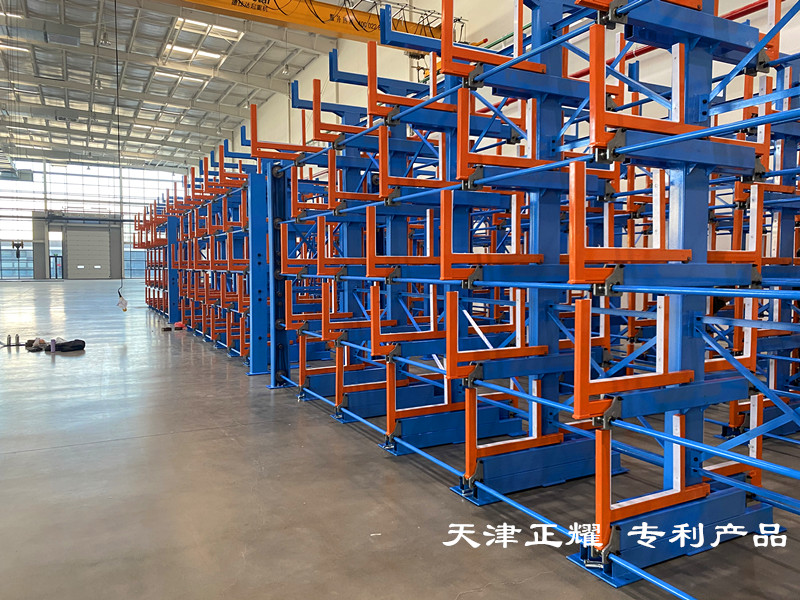 山西陽泉伸縮式懸臂貨架 圓鋼存放架 型材貨架 鋼管貨架