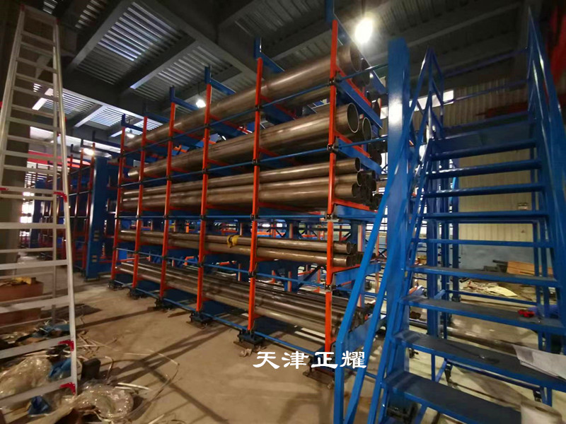 北京管材存放新案例省空間擺放整齊伸縮式懸臂貨架