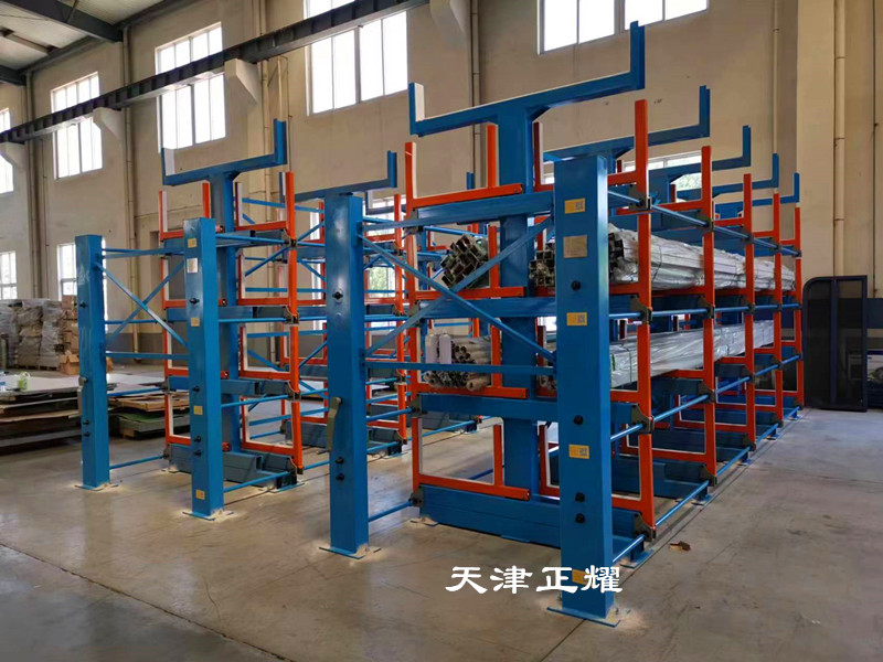 伸縮式懸臂貨架在山東青州竣工美觀大氣提升企業(yè)形象