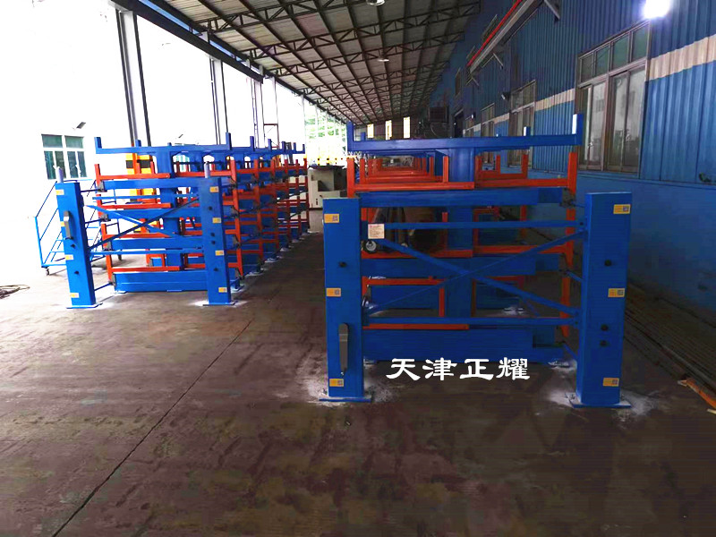 伸縮式懸臂貨架怎么存放短料長(zhǎng)料型鋼機(jī)加工件軸桿的