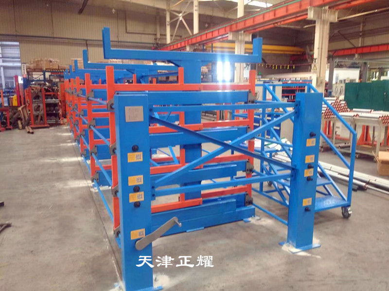 陜西渭南伸縮式懸臂貨架 軸存放架 管材貨架 圓鋼貨架