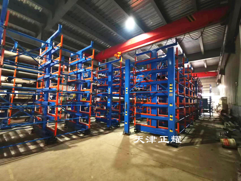 陜西渭南伸縮式懸臂貨架 軸存放架 管材貨架 圓鋼貨架