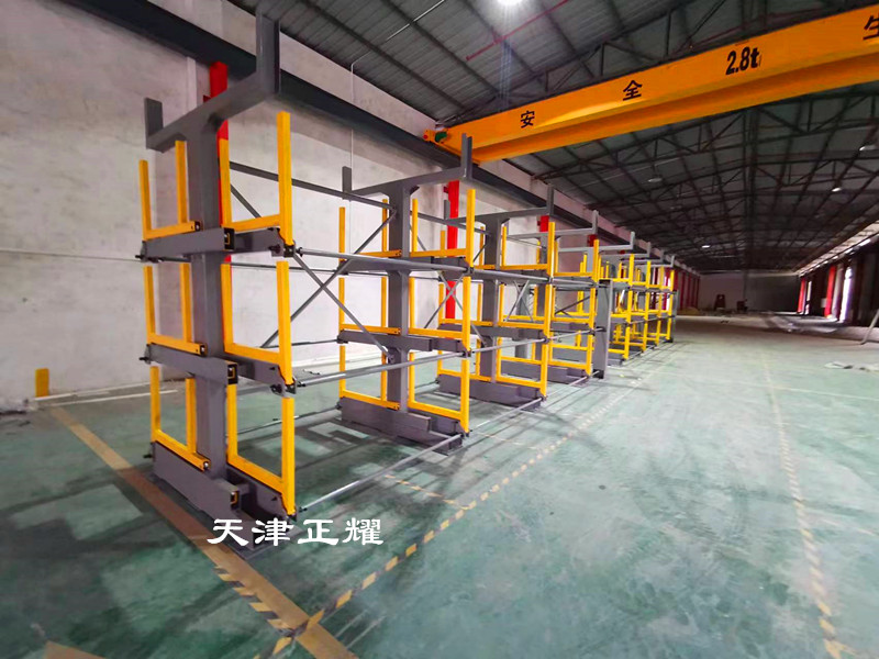 安徽宿州伸縮式懸臂貨架 圓鋼存放架 鋁管貨架 型材架子