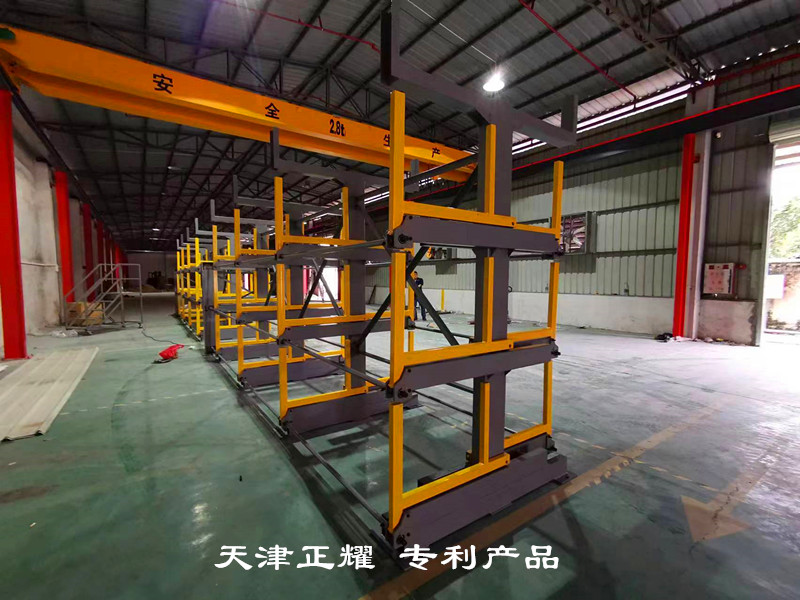 安徽宿州伸縮式懸臂貨架 圓鋼存放架 鋁管貨架 型材架子