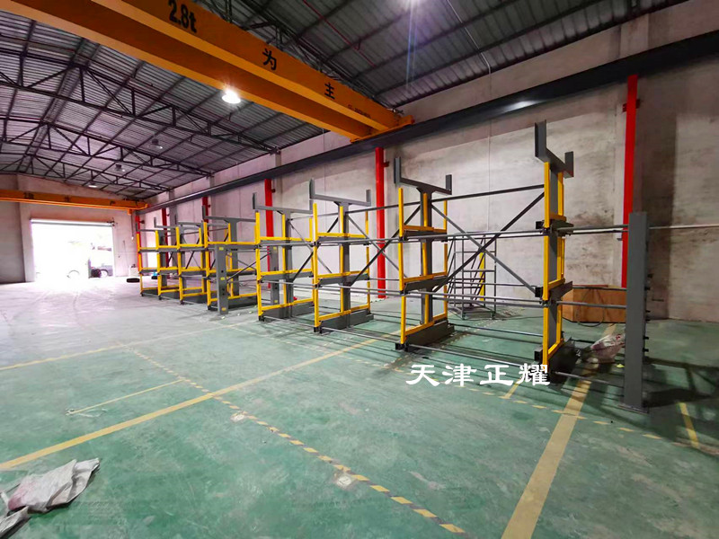 安徽宿州伸縮式懸臂貨架 圓鋼存放架 鋁管貨架 型材架子