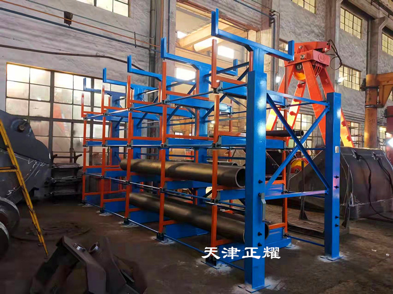 湖南婁底伸縮式懸臂貨架 管材存放架 棒料擺放架 軸貨架