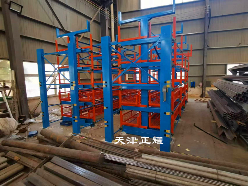 圓鋼適合存放使用的貨架伸縮式移動(dòng)圓鋼貨架