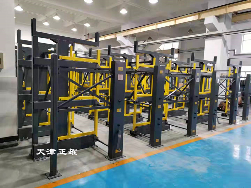 鋼材圓鋼鋁型材吊車存取方式伸縮式懸臂貨架方便快捷