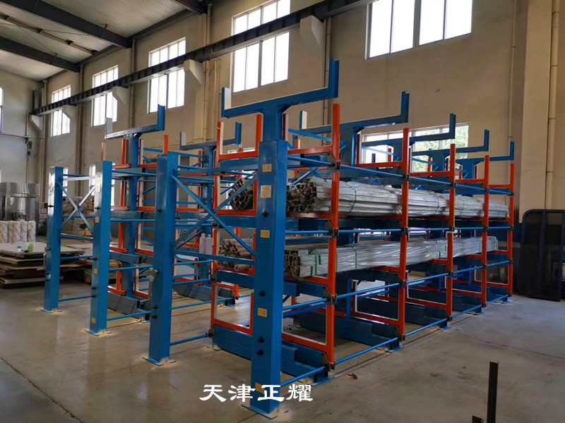 鋼材圓鋼鋁型材吊車存取方式伸縮式懸臂貨架方便快捷