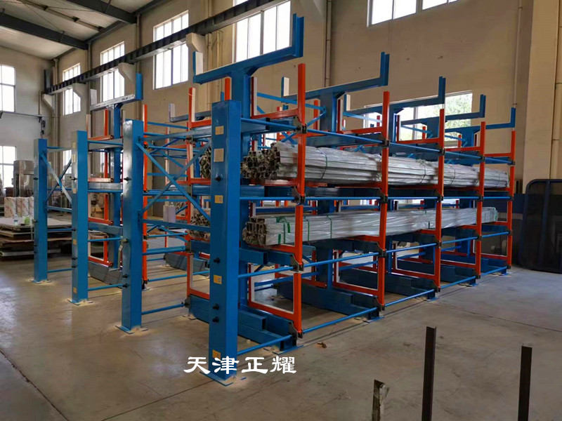 管材型鋼棒料軸存放整齊省空間方式伸縮式懸臂貨架