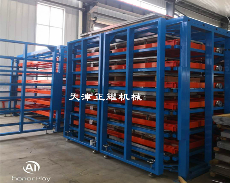 每層3噸板材貨架8層結構抽屜拉出使用吊車存取方便