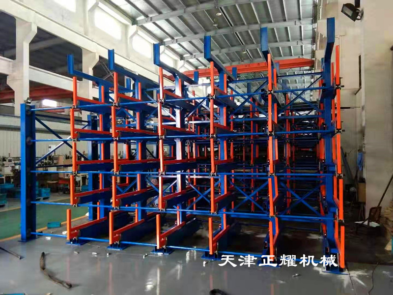 管材型鋼棒料軸存放整齊省空間方式伸縮式懸臂貨架