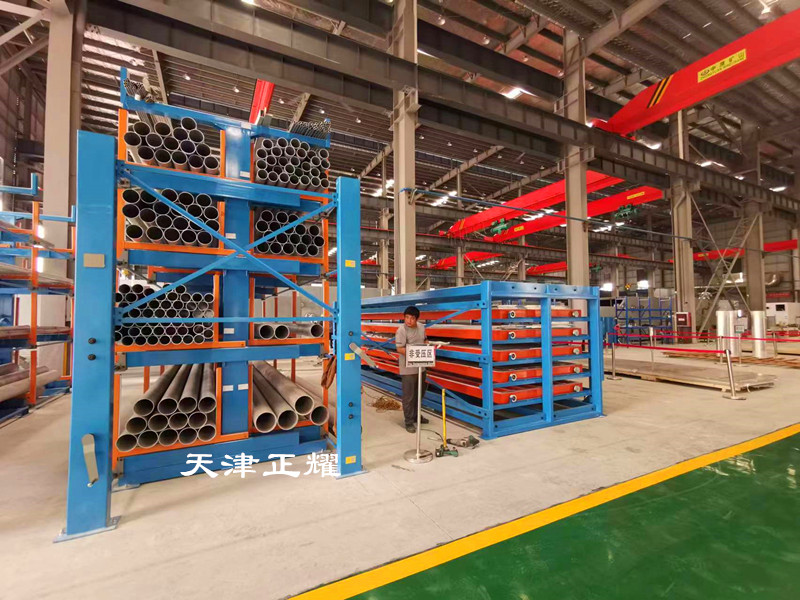 手搖式懸臂管材貨架 重型鋼管搖出式貨架 懸臂伸縮貨架