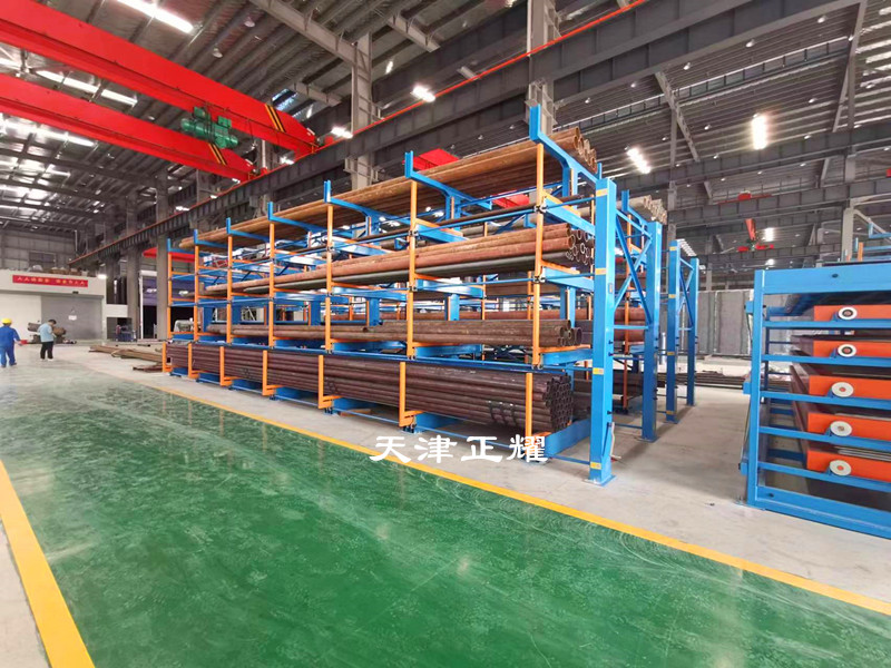 手搖式懸臂管材貨架 重型鋼管搖出式貨架 懸臂伸縮貨架