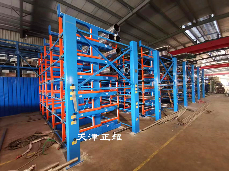 管材車間倉庫怎么存放管理整齊省空間伸縮式懸臂貨架
