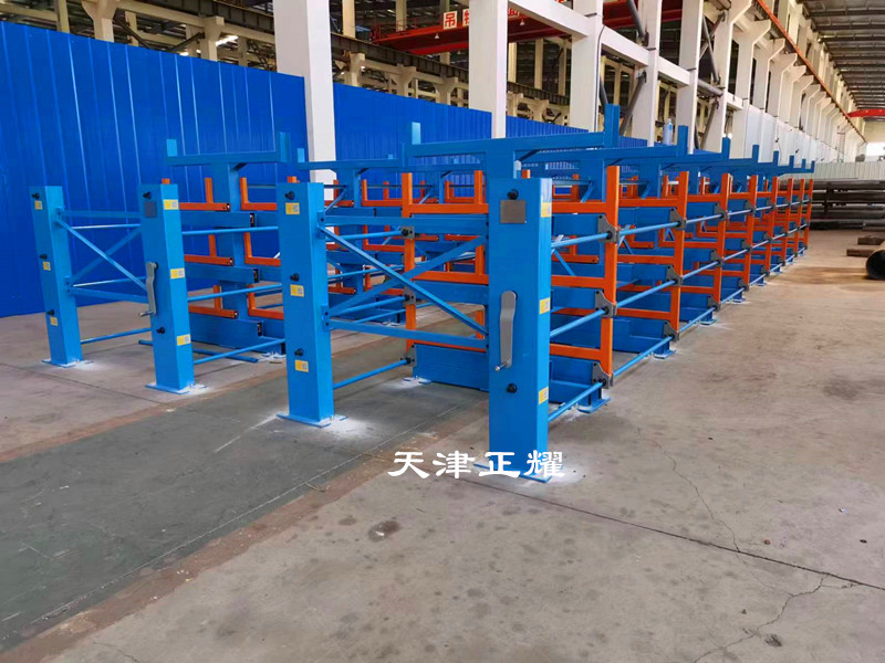 北京豐臺(tái)棒料貨架 搖臂式雙面懸臂貨架 鋼管貨架 型材架子