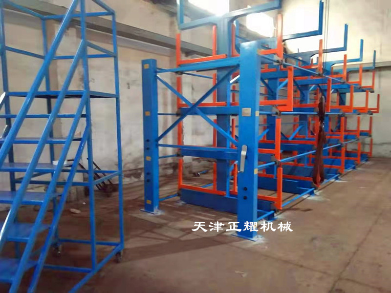 湖北黃岡伸縮式懸臂貨架 管材存放架 圓鋼擺放架 鋁型材架子