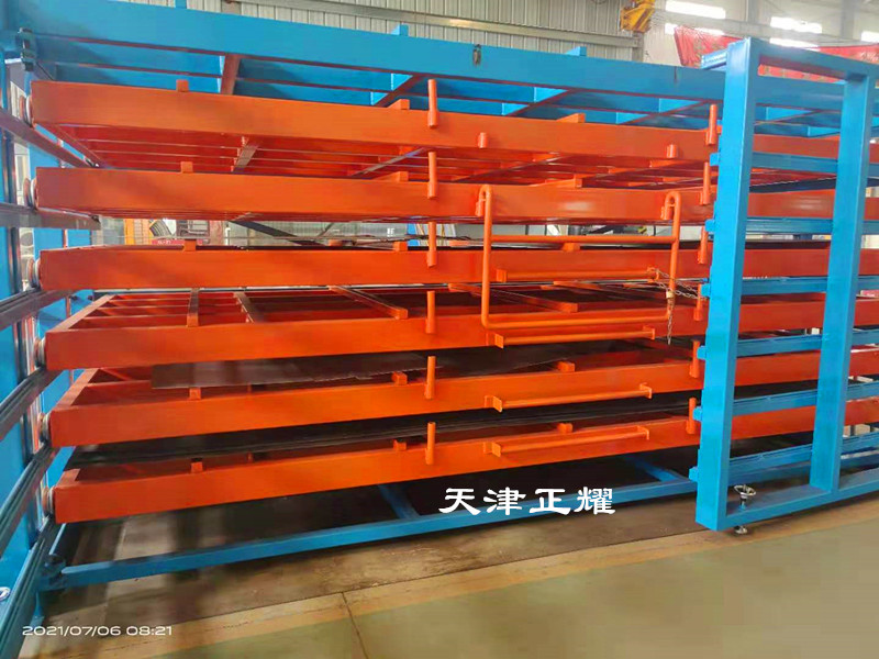 河南洛陽抽屜式鋼板貨架 手搖式板材貨架 鋁板銅板貨架