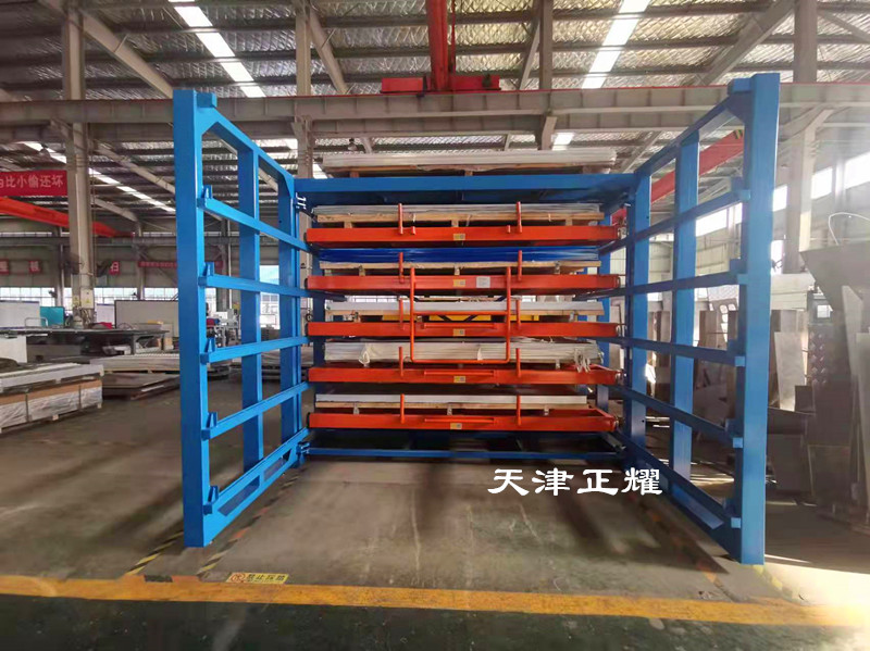 河南洛陽抽屜式鋼板貨架 手搖式板材貨架 鋁板銅板貨架