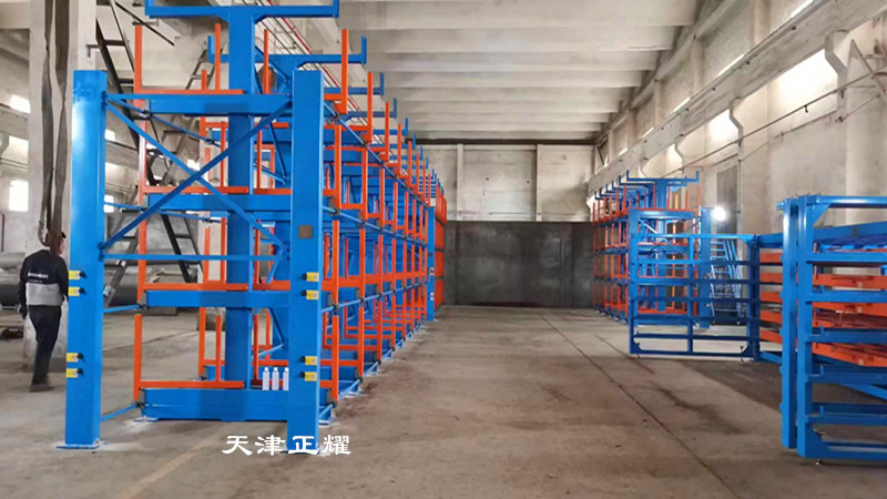 手搖式伸縮懸臂貨架存放型鋼扁鋼圓鋼管材棒料銅排軸