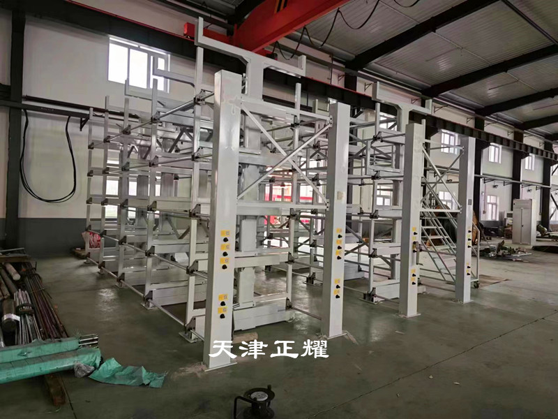 山東泰安伸縮式懸臂貨架存放鋼材管材棒料銅排鋁型材