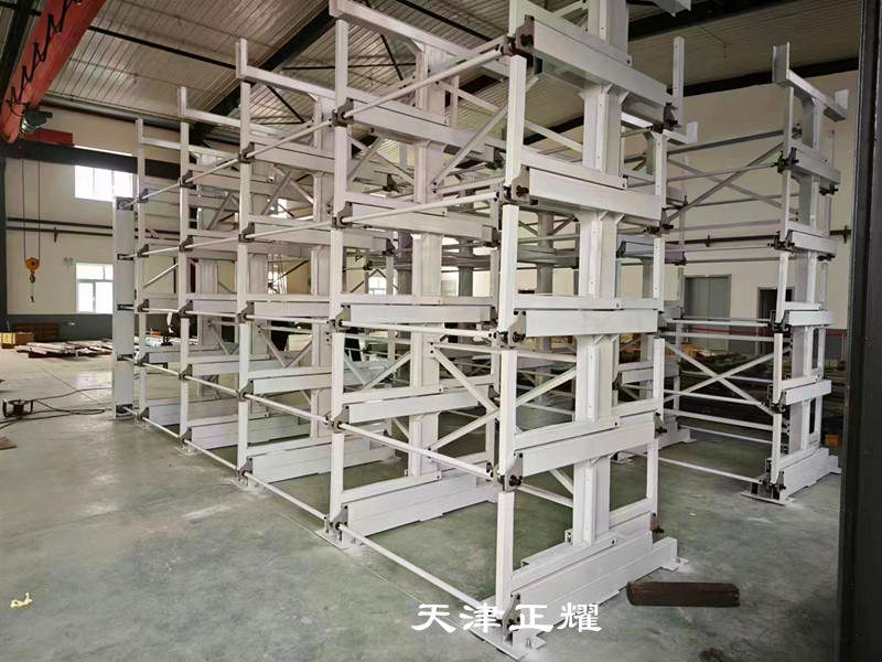 山東泰安伸縮式懸臂貨架存放鋼材管材棒料銅排鋁型材