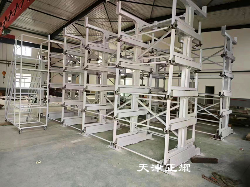 山東泰安伸縮式懸臂貨架存放鋼材管材棒料銅排鋁型材
