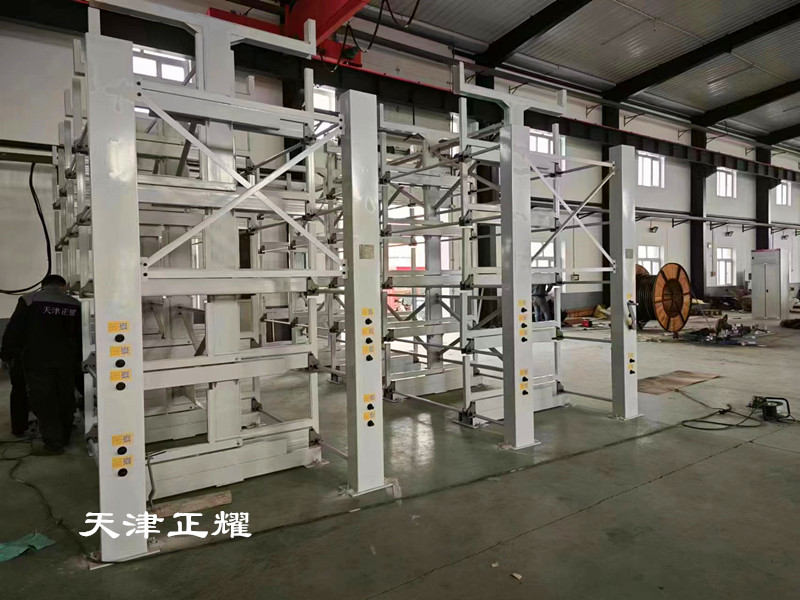 山東泰安伸縮式懸臂貨架存放鋼材管材棒料銅排鋁型材
