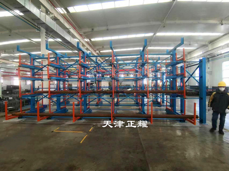 西藏伸縮懸臂貨架存放圓鋼管材型材鋼材鋼筋軸棒料