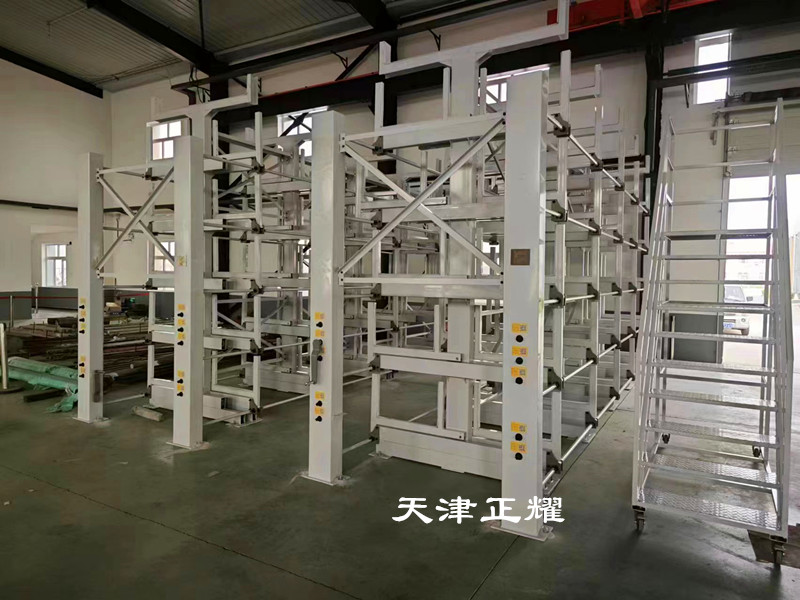 河北滄州伸縮懸臂貨架立體存放管材圓鋼鋁型材銅排軸