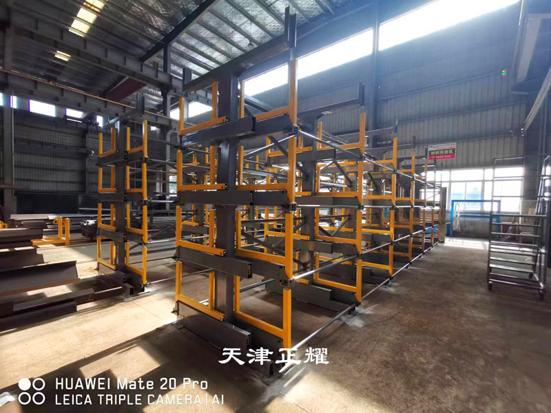 江蘇蘇州伸縮懸臂貨架案例存放型鋼槽鋼鋼管圓鋼軸
