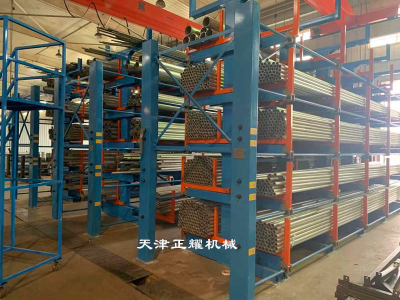 江蘇蘇州常熟管材存放更省空間的方式手搖伸縮式管材貨架