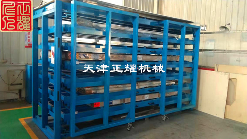 山東濟(jì)寧抽屜式板材貨架 6米手搖鋼板存放架 鋁板銅板架