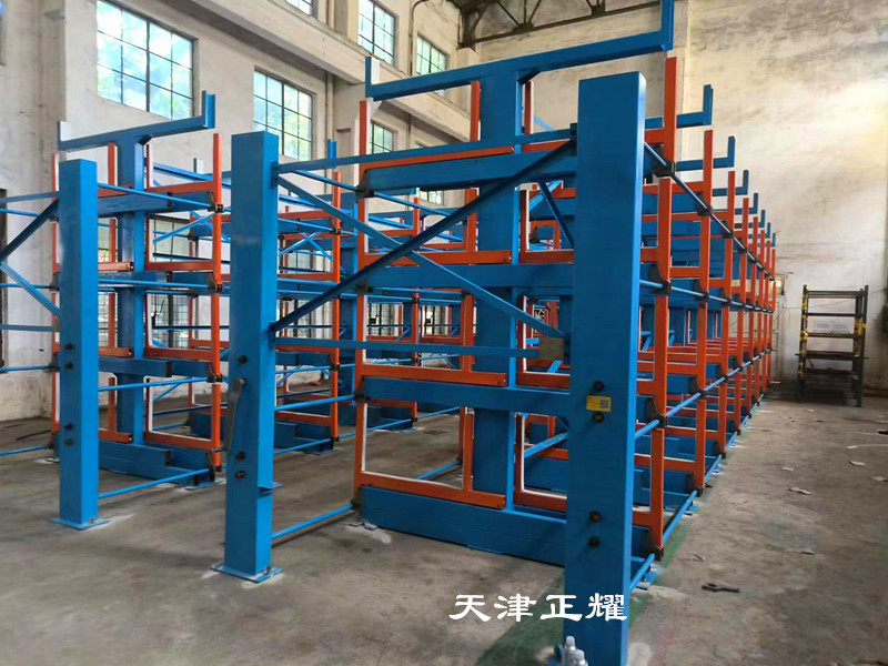 鋼管圓鋼不用地面堆放了伸縮式懸臂貨架多層立體存放