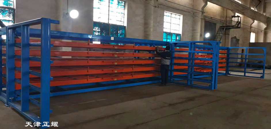 河南三門峽臥式板材貨架 6米手搖式鋼板貨架 鋁板銅板貨架