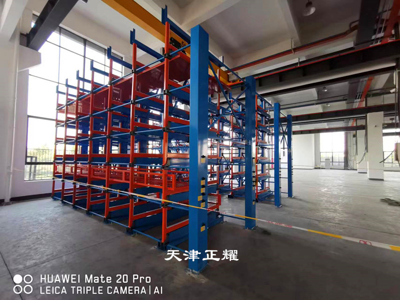 浙江案例伸縮式懸臂貨架上架擺放60噸管材圓鋼型材