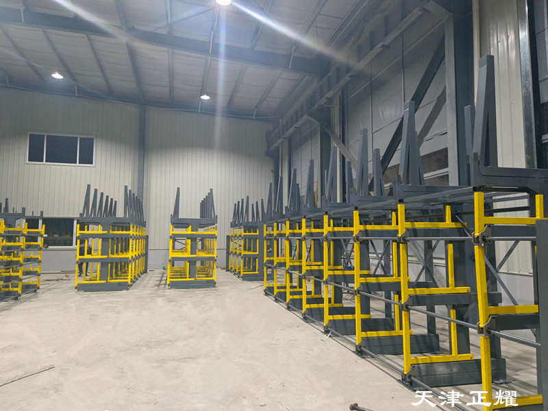 鋼管鋼材型材棒料車間立體存儲(chǔ)省空間方式伸縮懸臂貨架