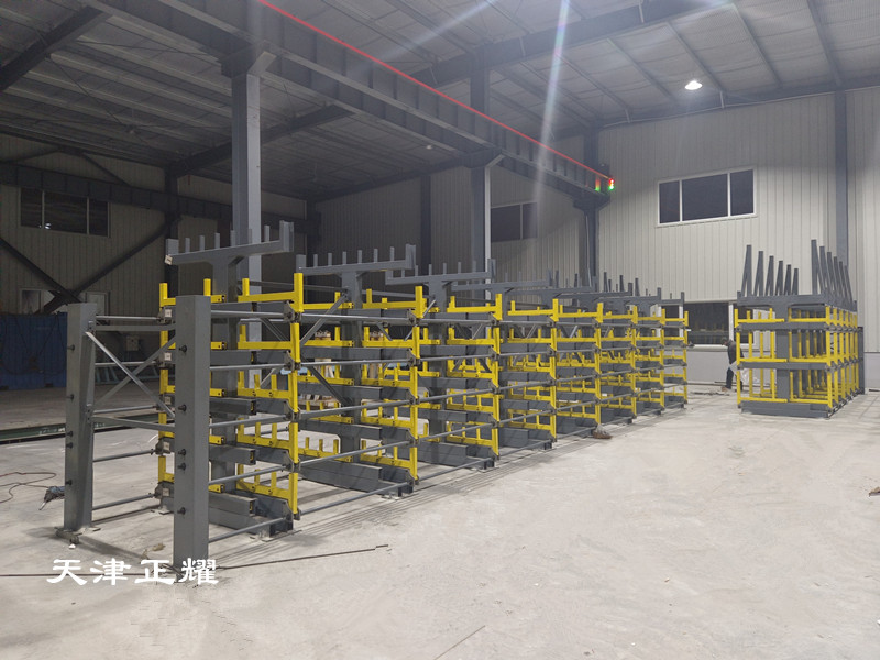 鋼管鋼材型材棒料車間立體存儲(chǔ)省空間方式伸縮懸臂貨架