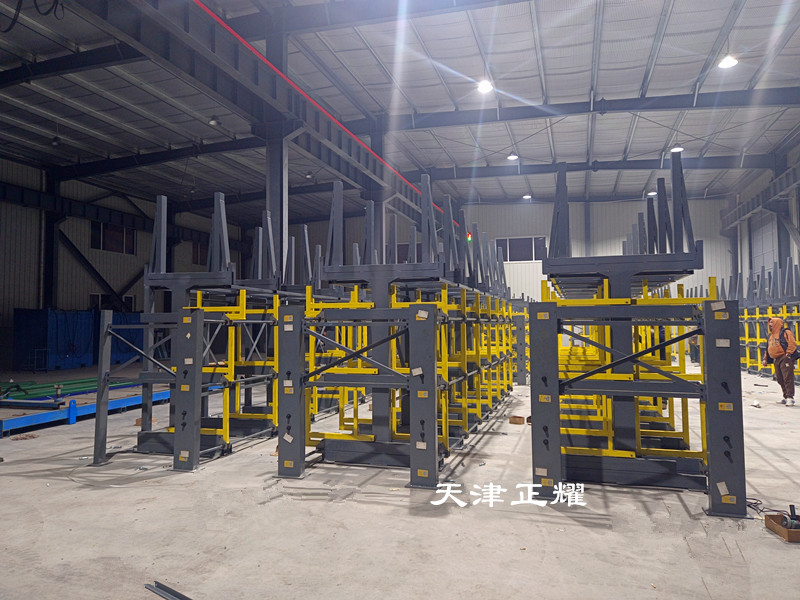 鋼管鋼材型材棒料車間立體存儲(chǔ)省空間方式伸縮懸臂貨架