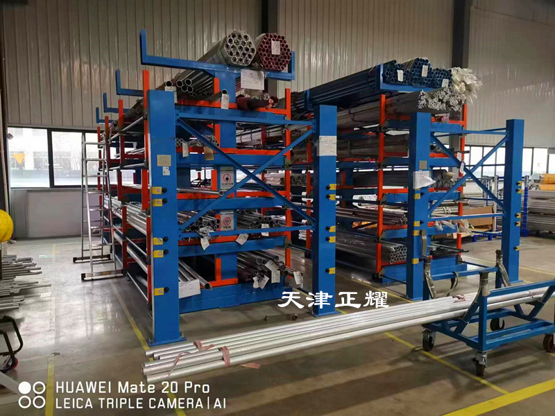 湖北宜昌建材鋼材型材管材存放伸縮式懸臂貨架省空間